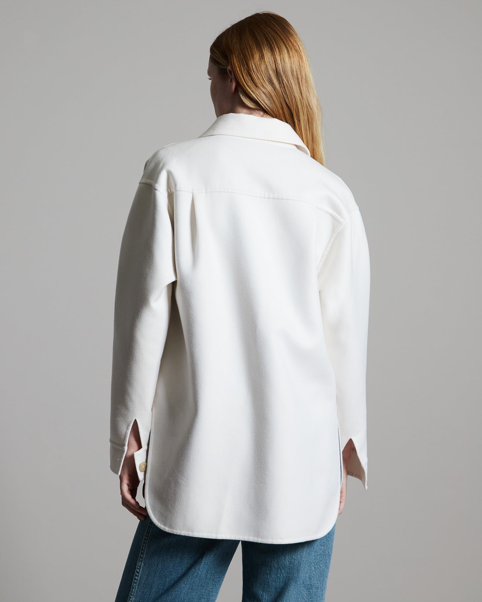 Shirt Jacke aus weißem Kaschmir